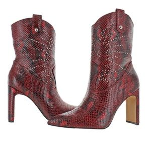 Jessica Simpson Red Snake Print Studded Boots